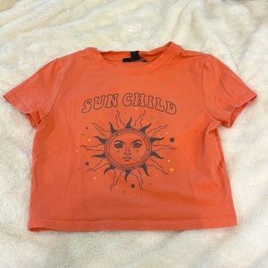 Forever 21 cropped pink peach shirt